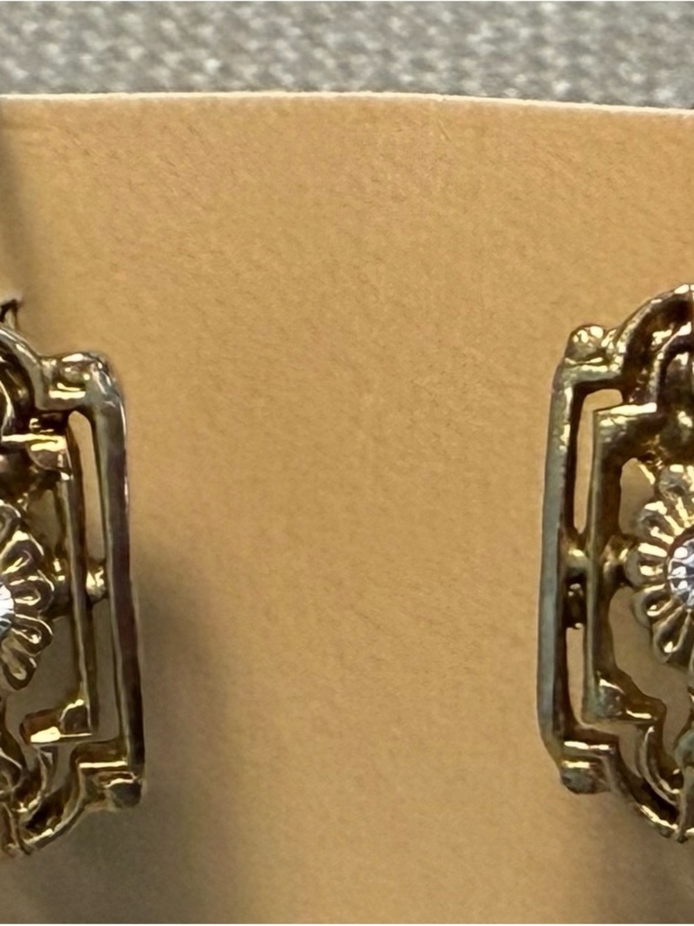 Vintage 1928 Gold-Tone Floral French Hook Earrings - Picture 4 of 7